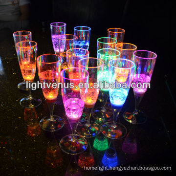 LED illuminated liquid active plastic wine glass